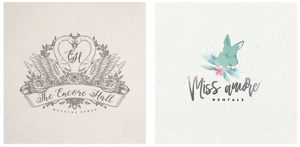 Иллюстрированные свадебные логотипы